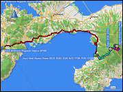 karte und hoehenprofil der fahrt von nagasaki nach obama und zum nita pass und zurueck sowie karte und hoehenprofil der rundwanderung vom nita pass um den mount myoken