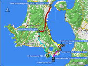 karte und hoehenprofil der rundfahrt kagoshima - ibusuki - minamikyushu - kagoshima