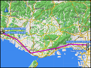 karte der fahrt mit dem shinkansen von himeji nach shin-osaka und dem lokalzug von shin-osaka zum bahnhof osaka sowie karte der fussmaersche in osaka