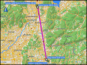 karte der zugfahrt von kyoto nach nara sowie karte des fussmarsches vom bahnhof nara via comfort hotel, todaji tempel, nara park und kofukuji tempel zurueck zum hotel