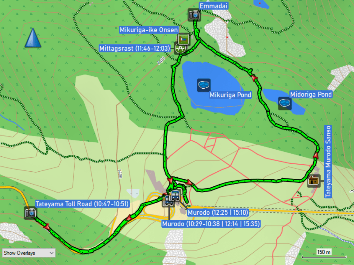 wegstrecke der kleinen rundwanderung bei murodo