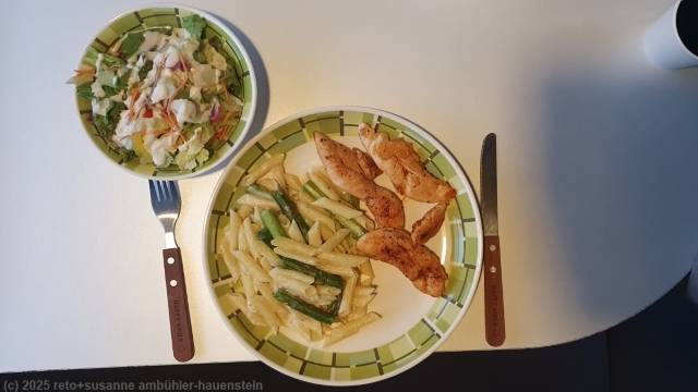 erstes selbstgekochtes nachtessen im camper