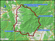 karte und hoehenprofil der rundfahrt durch den nationalpark daisetsuzan