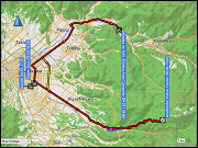 karte und hoehenprofil der fahrt vom aibetsu auto campsite zum parkplatz beim asahidake visitor center im daisetsuzan nationalpark und zurueck via asahikawa, karte der fahrten mit der asahidake ropeway sowie der kurzwanderung von der bergstation sugatami richtung mount asahidake und zurueck plus hoehenprofil der kurzwanderung von der bergstation sugatami richtung mount asahidake und zurueck