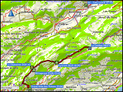 karte der wanderung von der bushaltestelle la combaz, VD zum "swiss historic hotel grand hotel les rasses et spa", VD