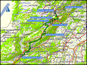 karte der wanderung vom bahnhof ste-croix, VD zum hotel de la concorde in vallorbe, VD