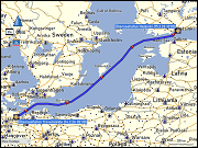 karte der fahrt mit der finnlady von travemuende nach helsinki