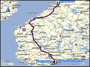 karte der fahrt mit bus und metro vom ueberseehafen helsinki zum hauptbahnhof helsinki und weiter mit dem zug nach oulu sowie karte des fussmarsches vom bahnhof zum "de gamlas hem hotel" in oulu