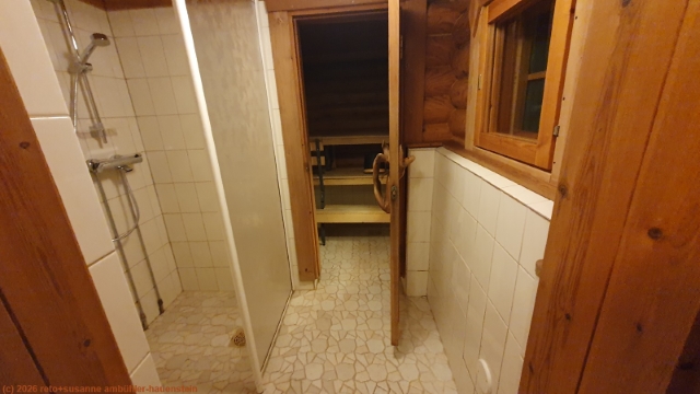sauna in unserem haus auf dem camping hossan lumo