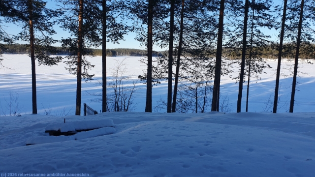 blick aus unserem haus auf dem camping hossan lumo auf den hossanjaervi