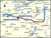 karte und hoehenprofil der fahrt vom syoete luppomaja in pikku-syoete zum camping hossan lumo