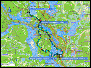 karte und hoehenprofil langlaufen ueber die loipen aurinkolatu ja seipiniemi (teilstueck) & seipiniemi latu (teilstueck) & puukkojaerven lenkki (teilstueck) bei hossa