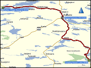 karte und hoehenprofil der fahrt vom camping hossan lumo via prisma kuusamo zum holiday village himmerki bei posio