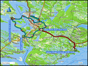 karte der fahrt vom holiday village himmerki zum parkplatz bei posio und zurueck sowie langlaufen ueber die loipen turjanvaaran aurinkolatu (teilstueck) & pentik-maeki - kirintoevaara latu (teilstueck) & kotivaaran latu & posionjaerven aurinkolatu (teilstueck) bei posio plus hoehenprofil langlaufen