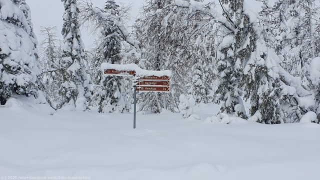 wegweiser entlang des karitunturin eraemaalatu bei posio