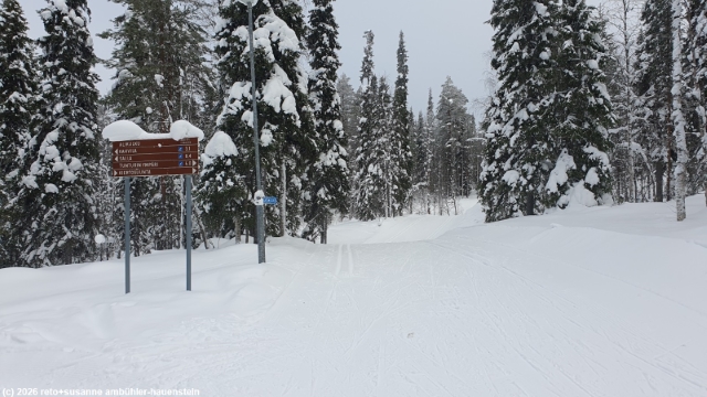 wegweiser an loipen-kreuzung bei sallatunturi