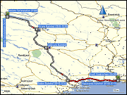 karte der busfahrt von haparanda nach boden sowie der zugfahrt von boden nach abisko