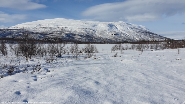 blick vom winterweg vom rastplatz apelsintallen nach abisko auf den njulla