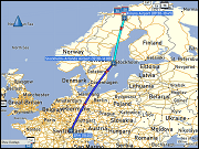 karte der fluege von kiruna nach stockholm und von stockholm nach zuerich